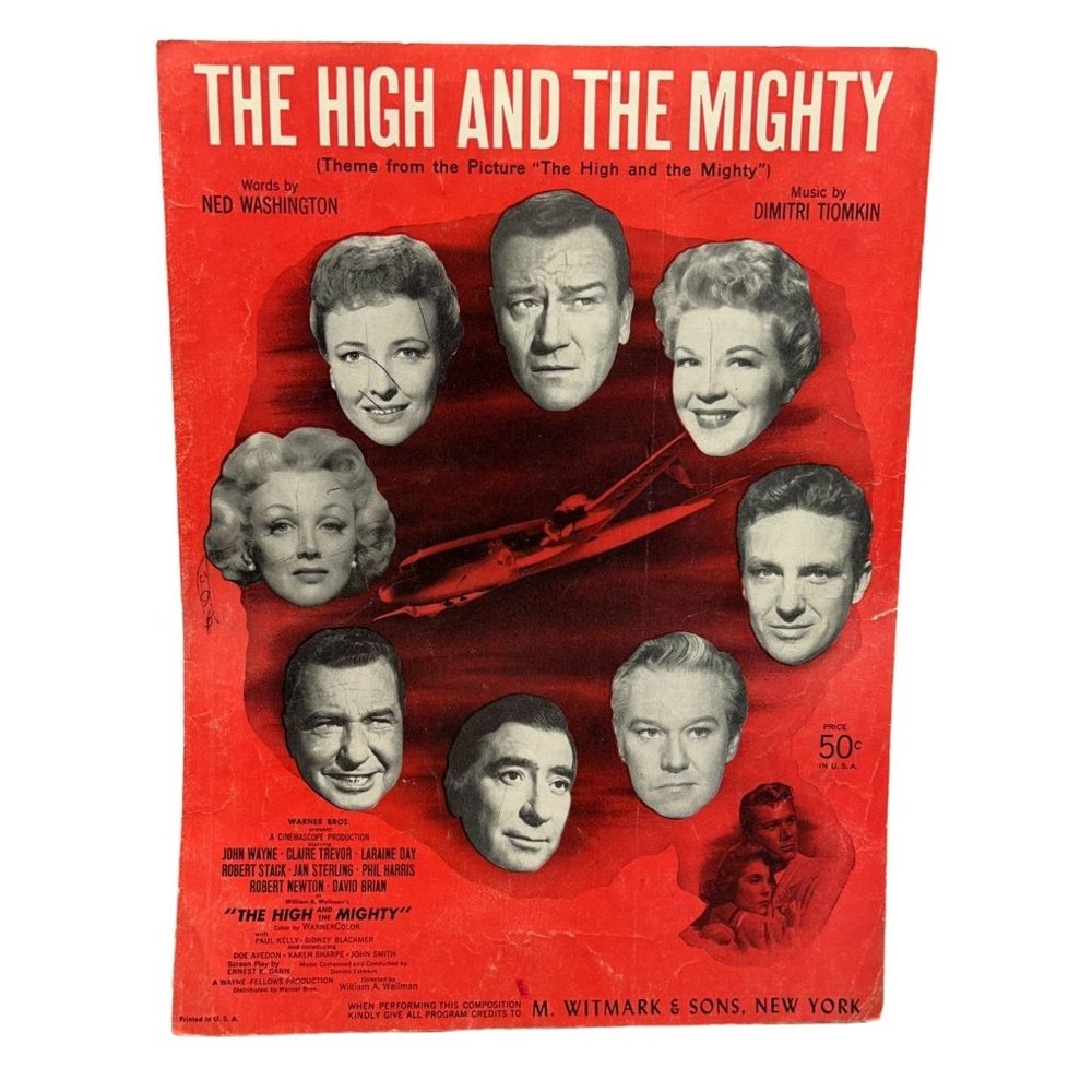 Vintage Piano Sheet Music The High and Mighty From Movie 1954 John Wayne
